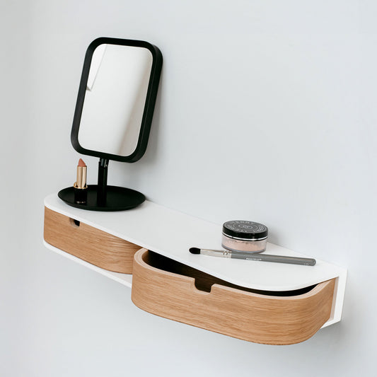 Floating Shelf with Two Drawers, Vanity Desk, 4 Colors-0