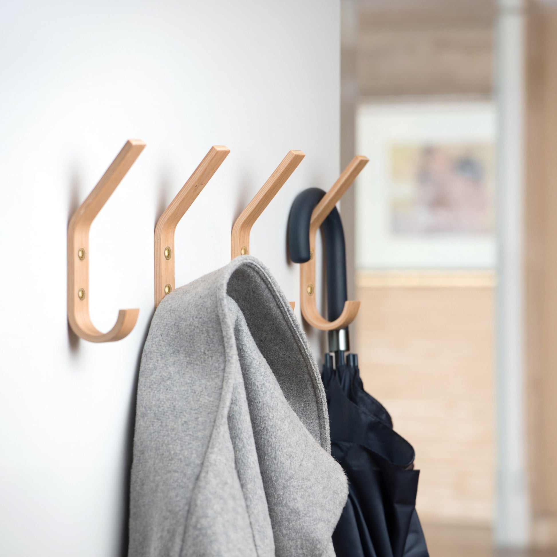 Set of 4 Wooden Wall Hooks, 5 Colors-0