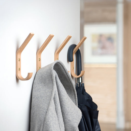 Set of 4 Wooden Wall Hooks, 5 Colors-0