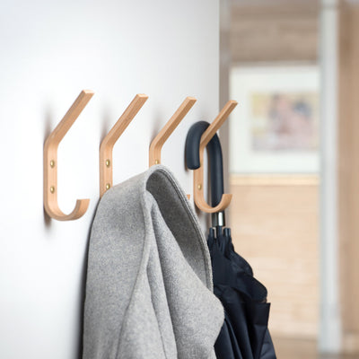 Set of 4 Wooden Wall Hooks, 5 Colors