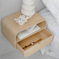 Floating Nightstand with Drawer, Minimalist Wall Mounted Oak Bedside Table-1
