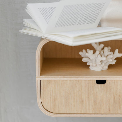 Floating Nightstand with Drawer, Minimalist Wall Mounted Oak Bedside Table-3