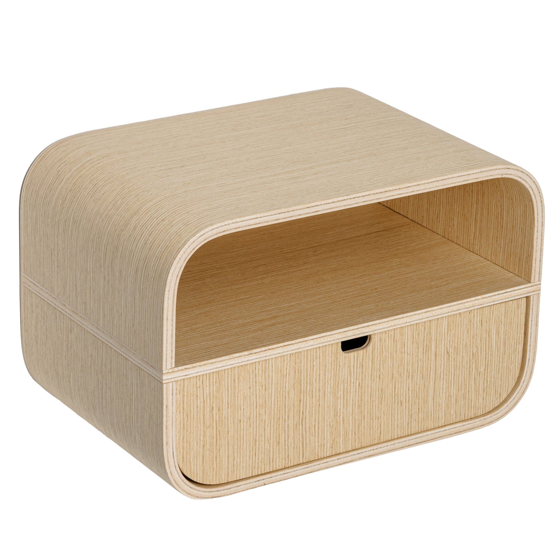 Floating Nightstand with Drawer, Minimalist Wall Mounted Oak Bedside Table-4