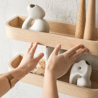 Set of Floating Wall Shelves, Oak Minimalist Ledge Shelf for Home-1