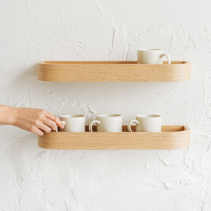 Set of Floating Wall Shelves, Oak Minimalist Ledge Shelf for Home-3