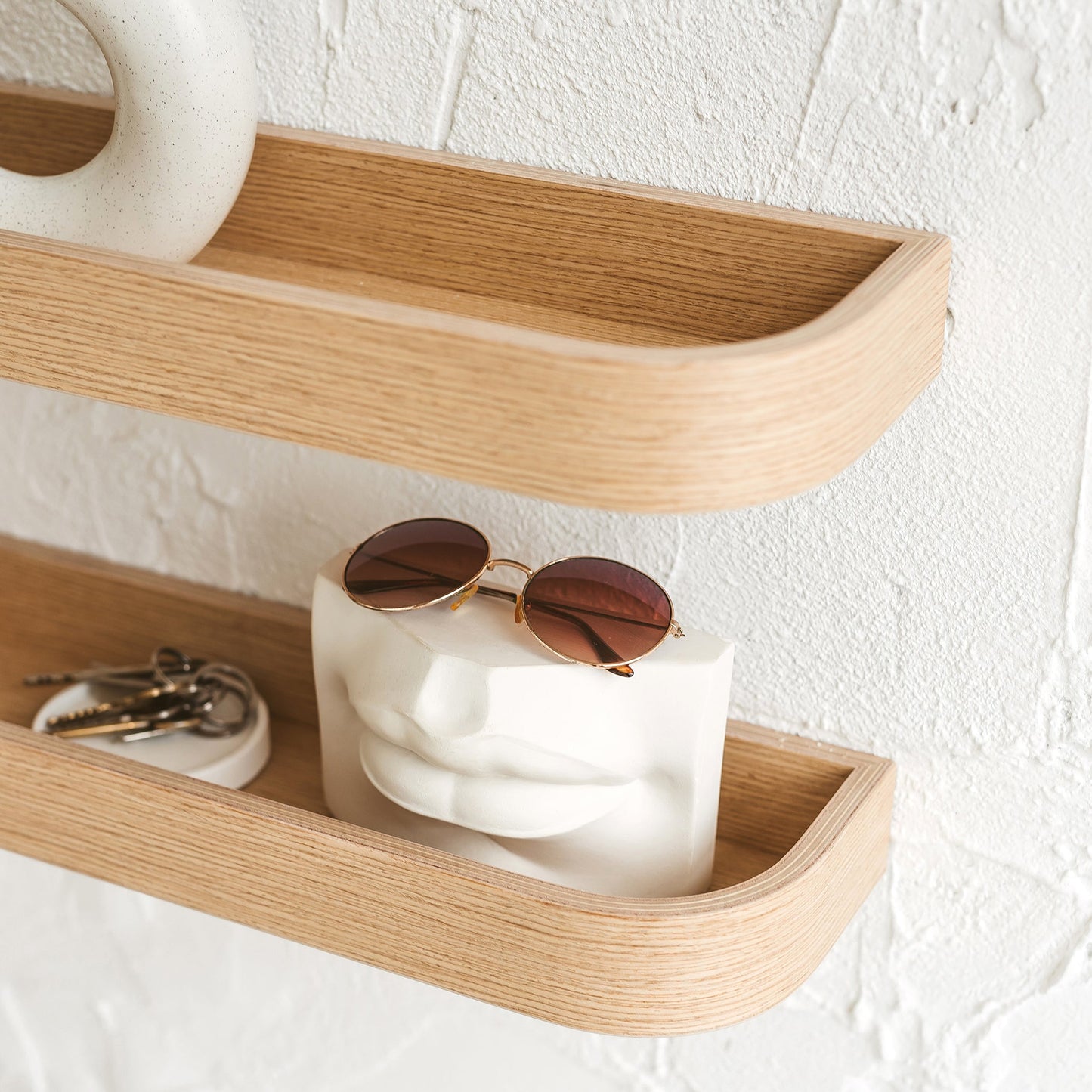 Set of Floating Wall Shelves, Oak Minimalist Ledge Shelf for Home-4