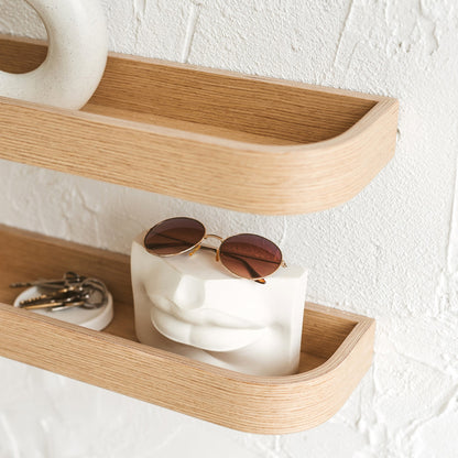 Set of Floating Wall Shelves, Oak Minimalist Ledge Shelf for Home-4